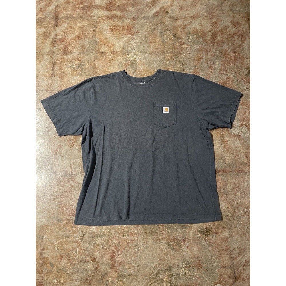Carhartt Loose Fit Logo Front Pocket Black Short Sleeve Shirt Sz XXL *